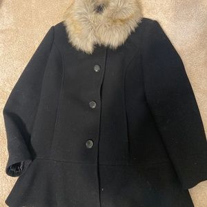 Kate Spade Wool Coat With Faux Fur Collar Xl - image 1